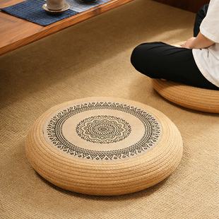圆形蒲团坐垫黄麻茶道地上客厅阳台飘窗榻榻米加厚拜佛打坐禅修垫