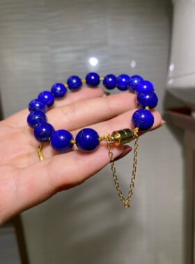 老矿青金石磁吸手链女款单圈时尚百搭饰品礼物送女友闺蜜生日礼物