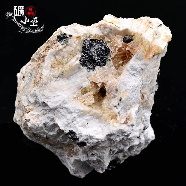 黑电气石长石一物一链接天然矿物晶体矿石教学标本原石宝石石头01