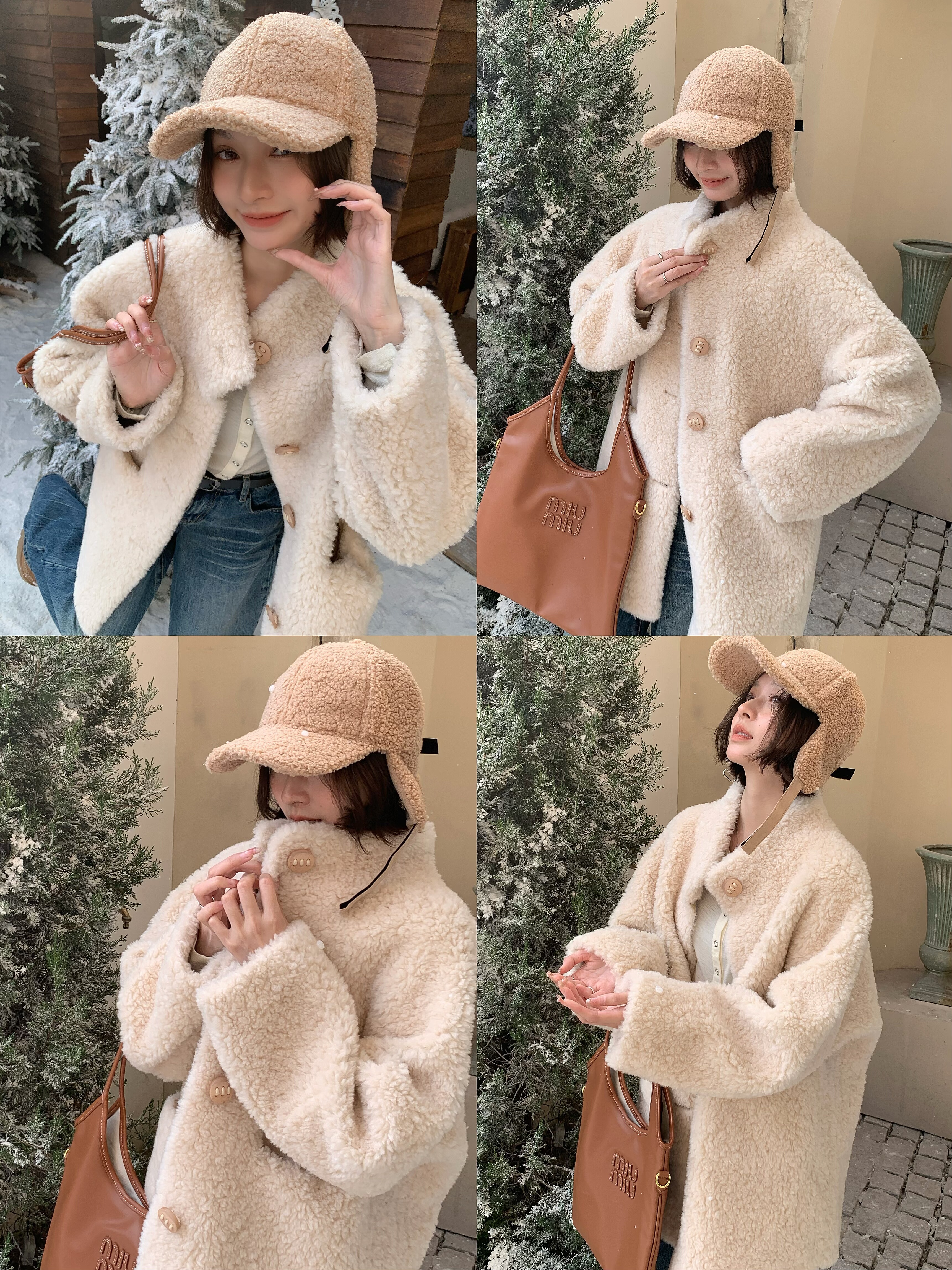 卢西西‘100绵羊毛慵懒风韩2025冬装羊羔毛复合皮毛一体皮草外套,女装/女士精品,皮草,淘宝优惠券,粉丝福利购,淘宝优惠卷