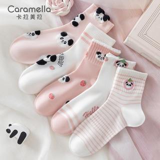 caramella袜子夏季可爱日系卡通短袜女新款少女袜子中筒袜薄款