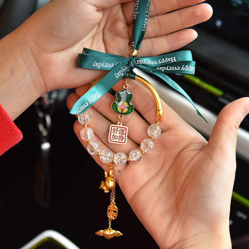 国风创意好运古法金蝴蝶结汽车挂件车内挂饰后视镜装饰车家居挂件