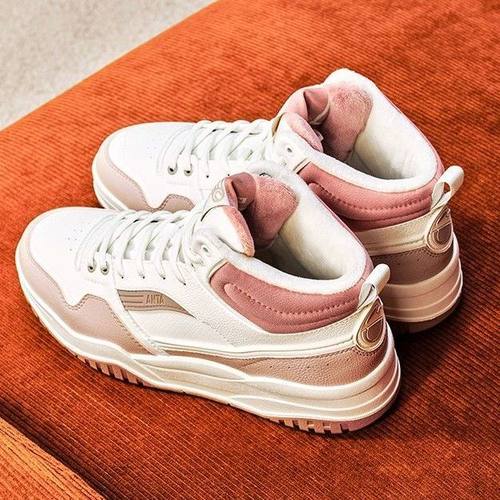 安踏棉鞋女板鞋满贯冬季新款1保暖加绒革面休闲运动鞋122548973