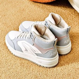 加绒保暖6运动休闲鞋 高帮2025冬新款 122548971 女板鞋 安踏982棉鞋
