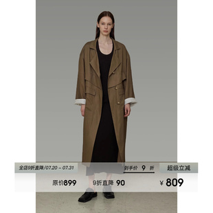 寬松顯瘦慵懶感長(zhǎng)款 UNSPOKEN條紋撞色長(zhǎng)款 風(fēng)衣女2025秋季 新款 外套