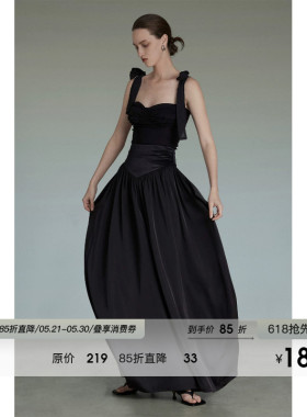 UNSPOKEN黑色吊带背心女设计感小众高级感辣妹上衣半身连衣裙套装