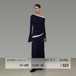 休闲裤 撞色斜肩针织衫 垂感半裙三件套 女春季 UNSPOKEN休闲运动套装