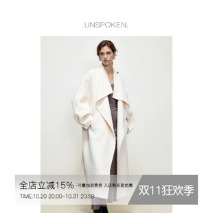 10.20上新【翻折宽松大领型，柔和干净浅色调】蝙蝠袖双面呢大衣