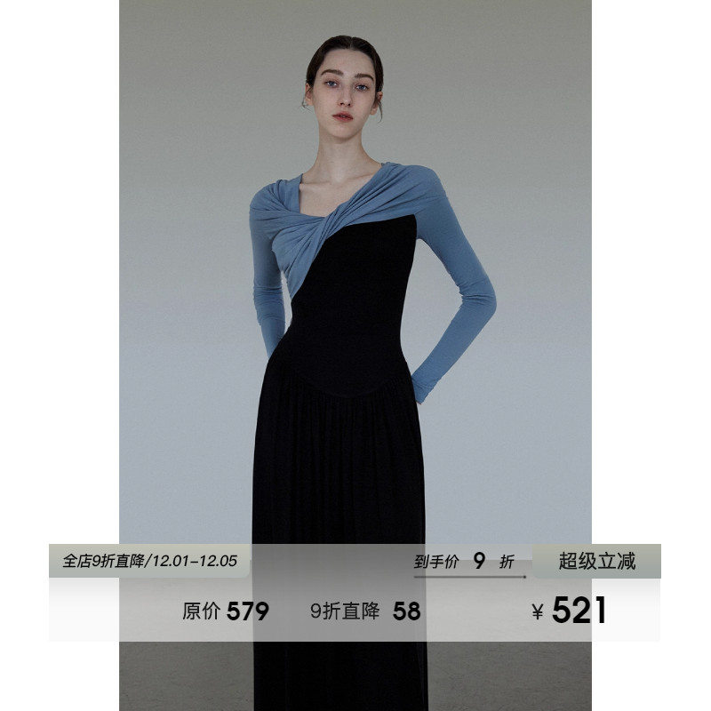 UNSPOKEN扭结一字肩针织连衣裙