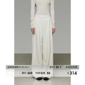 UNSPOKEN经典 气质高级感松紧腰宽松垂坠感休闲裤 高腰阔腿裤 女春季