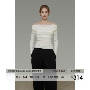 显瘦小众设计感打底衫 UNSPOKEN一字肩针织衫 修身 新款 女2026春装