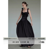 UNSPOKEN黑色吊带背心女设计感小众高级感辣妹上衣半身连衣裙套装