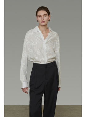 UNSPOKEN法式刺绣衬衫女复古高级感宽松提花气质显瘦长袖白色衬衣