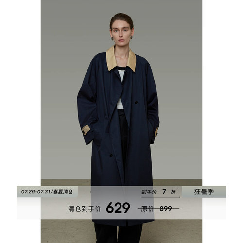 UNSPOKEN撞色长款风衣