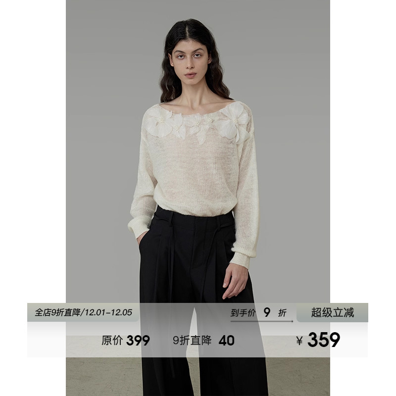 UNSPOKEN立体花装饰针织衫