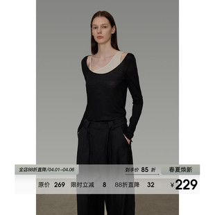 UNSPOKEN不对称针织衫 新款 修身 显瘦高级感两件套上衣 女2026春季