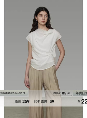 UNSPOKEN不规则领口白衬衫女2025夏季新款宽松设计感小众气质上衣