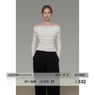 显瘦小众设计感打底衫 UNSPOKEN一字肩针织衫 修身 新款 女2026春装