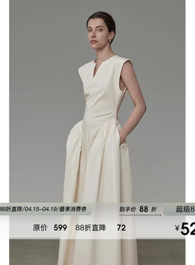 UNSPOKEN白色法式连衣裙女夏2026新款无袖收腰小众高级设计感裙子