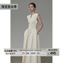连衣裙女夏2024新款 UNSPOKEN白色法式 无袖 收腰小众高级设计感裙子