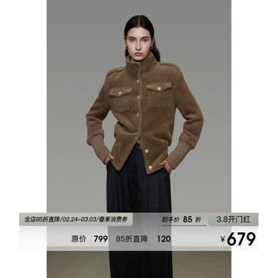 UNSPOKEN立领修身毛呢外套女冬季气质简约显瘦高级感短款呢子大衣