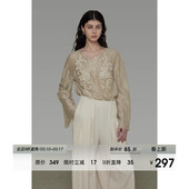 新款 女2026春季 高级感气质上衣 慵懒复古刺绣圆领衬衫 UNSPOKEN法式