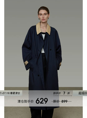 UNSPOKEN撞色长款风衣