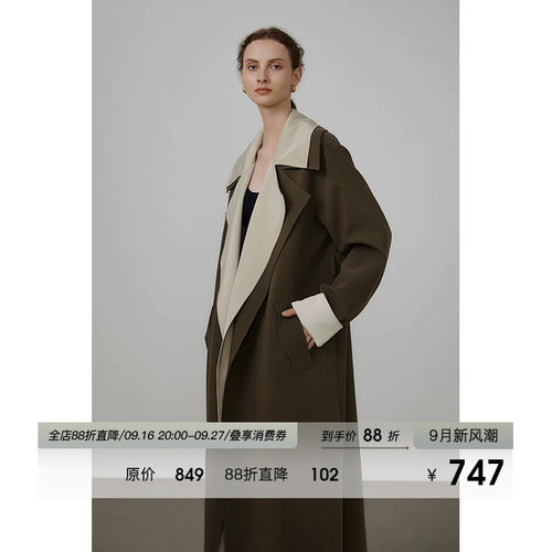 UNSPOKEN法式撞色风衣外套