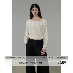 宽松显瘦长袖 UNSPOKEN立体花装 2026新款 女春装 针织上衣 饰针织衫