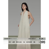 宽松简约设计感A字长裙 无袖 UNSPOKEN挂脖V领连衣裙女2025夏季 新款