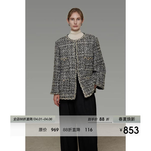 UNSPOKEN复古小香风单面呢外套