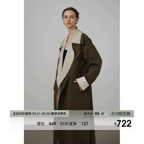 UNSPOKEN法式撞色风衣外套