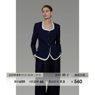 撞色收腰外套 07.27上新 别致方领设计 简约时尚 百搭