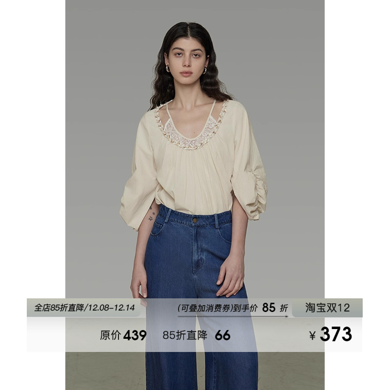 UNSPOKEN设计感短袖衬衫女2025夏季新款宽松显瘦慵懒感造型领上衣