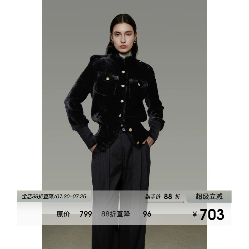 UNSPOKEN立领短款毛呢外套女冬季2026新款修身显瘦高级感呢子大衣