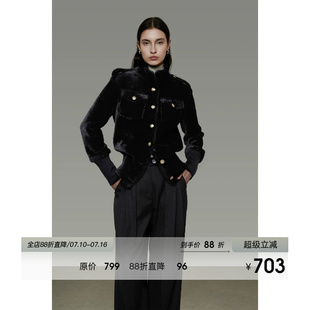 UNSPOKEN立领短款毛呢外套女冬季2026新款修身显瘦高级感呢子大衣