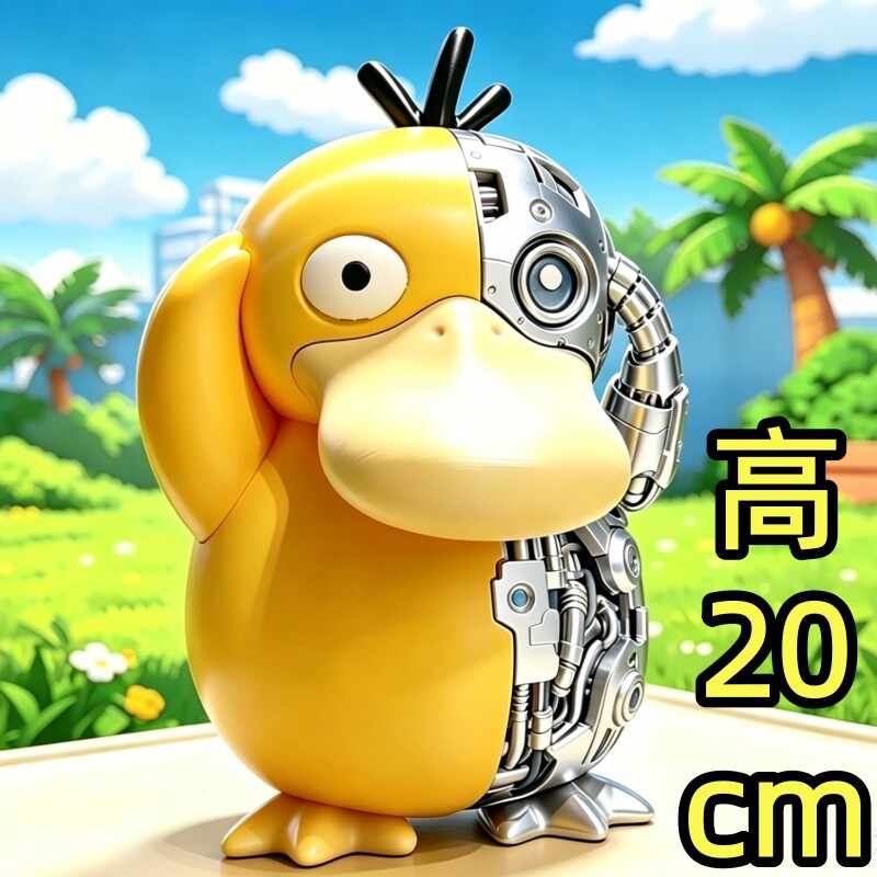 可达鸭 终结者半机械风格 宝可梦口袋怪兽手办模型摆件 高20cm