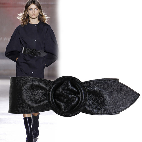 简约配裙子大衣封女搭头宽腰带