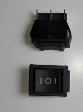 16A翘板电源开关 黑色6脚3档 船型开关
