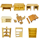 迷你厨房真煮全套木质家具类微缩配件凳子桌子椅子柜子过家家玩具