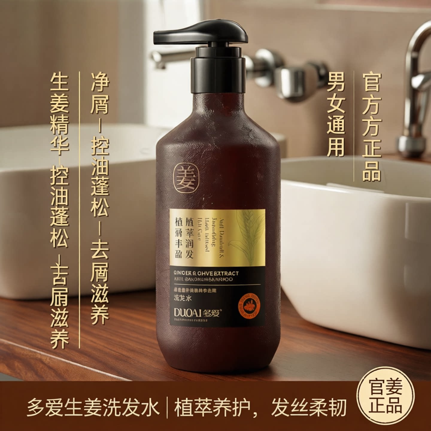 多爱生姜洗发水防断发控油去屑图片