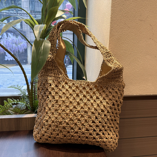 春夏度假风草编包女大容量时尚 单肩包编织托特包海边沙滩包出游