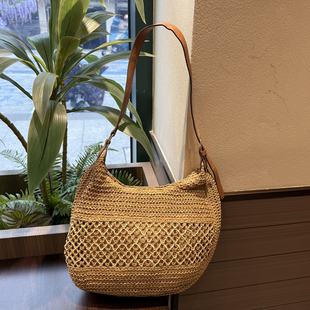 夏季 逛街休闲草编包女容量镂空托特包百搭单肩包度假风沙滩包出游