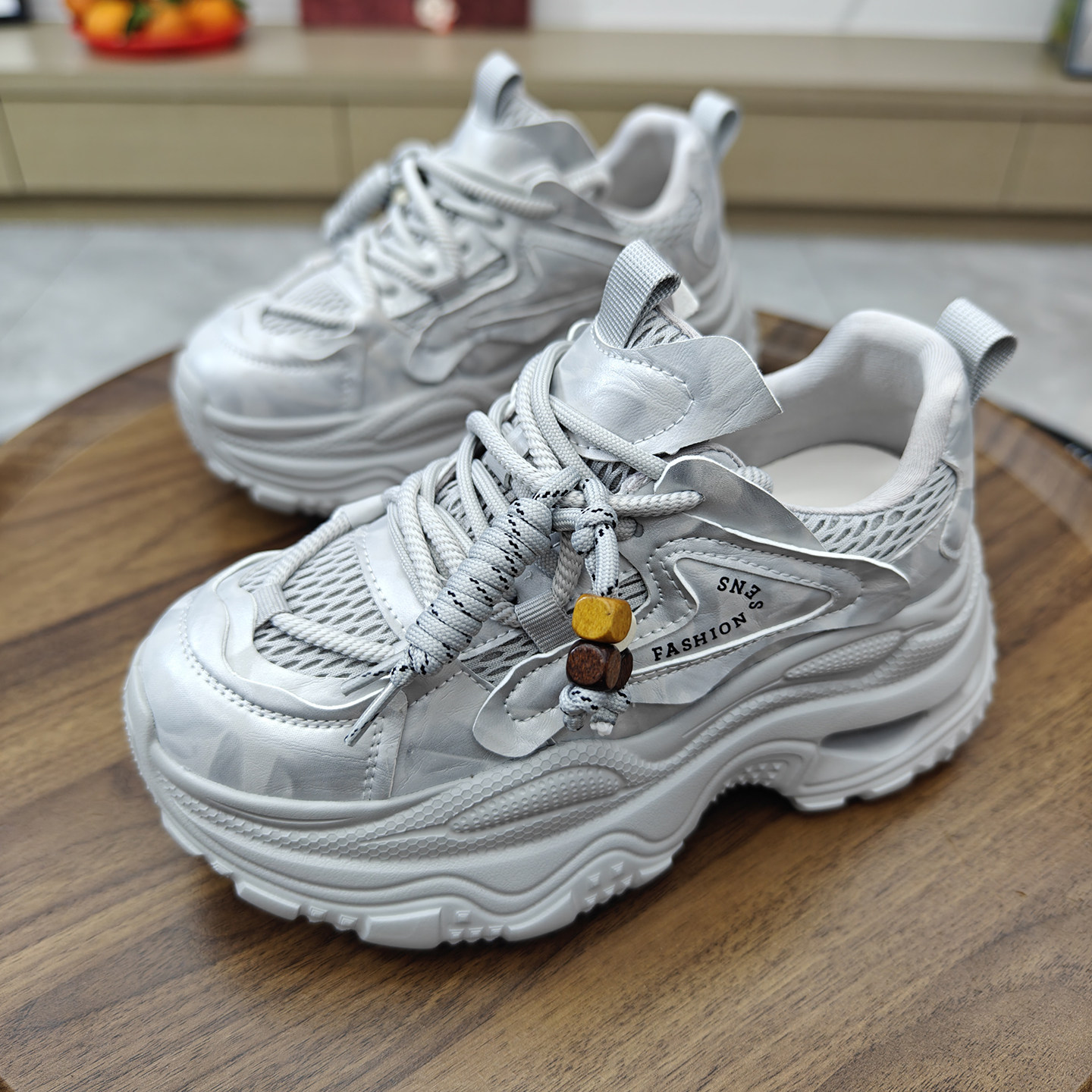 真皮松糕小个子增高老爹鞋女2026新款复古轻便爆款厚底运动鞋潮酷,女鞋,时尚休闲鞋,淘宝优惠券,粉丝福利购,淘宝优惠卷