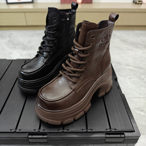 厚底粗跟马丁靴小个子时尚短靴女