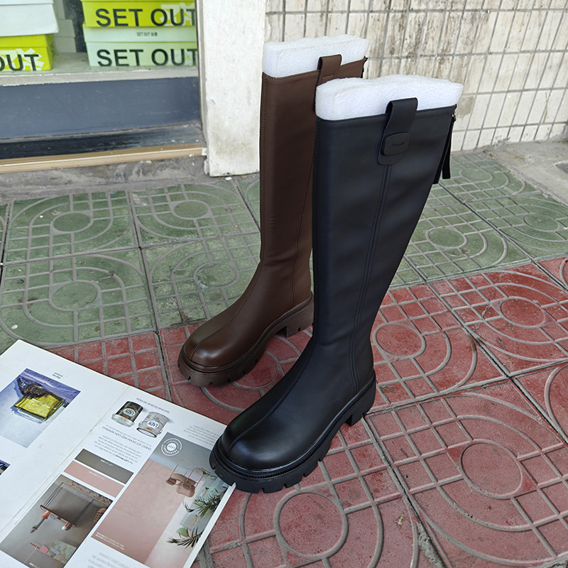 复古时尚长筒靴女2025年秋冬厚底粗跟增高显瘦小个子不过膝时装靴,女鞋,时装靴,淘宝优惠券,粉丝福利购,淘宝优惠卷