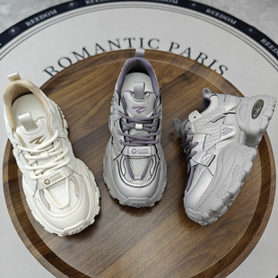 简约轻便休闲鞋 松糕厚底时尚 配阔腿裤 女2026年新款 百搭圆头老爹鞋