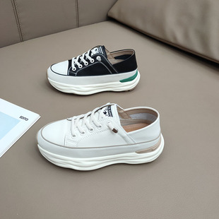 厚底溶胶底小白鞋女2026年早秋一脚蹬松糕阿甘鞋百搭休闲轻便板鞋