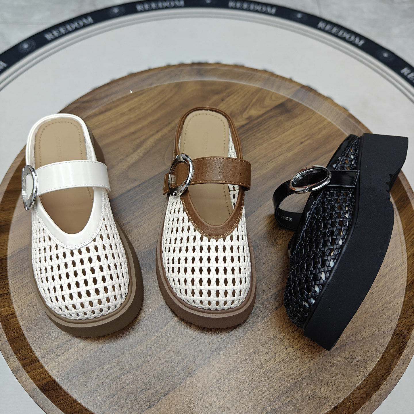 包头半拖鞋女2026夏季外穿透气编织厚底轻便一脚蹬配裙子罗马凉鞋