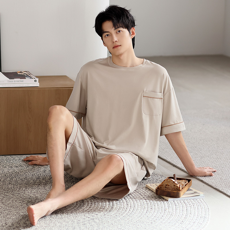 男士莫代尔家居服睡衣套装睡衣男夏季短裤短袖休闲薄款家居服
